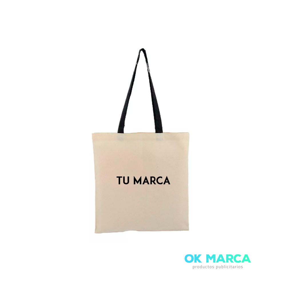 Bolsa de Algodón con manilla negra 42x38cm