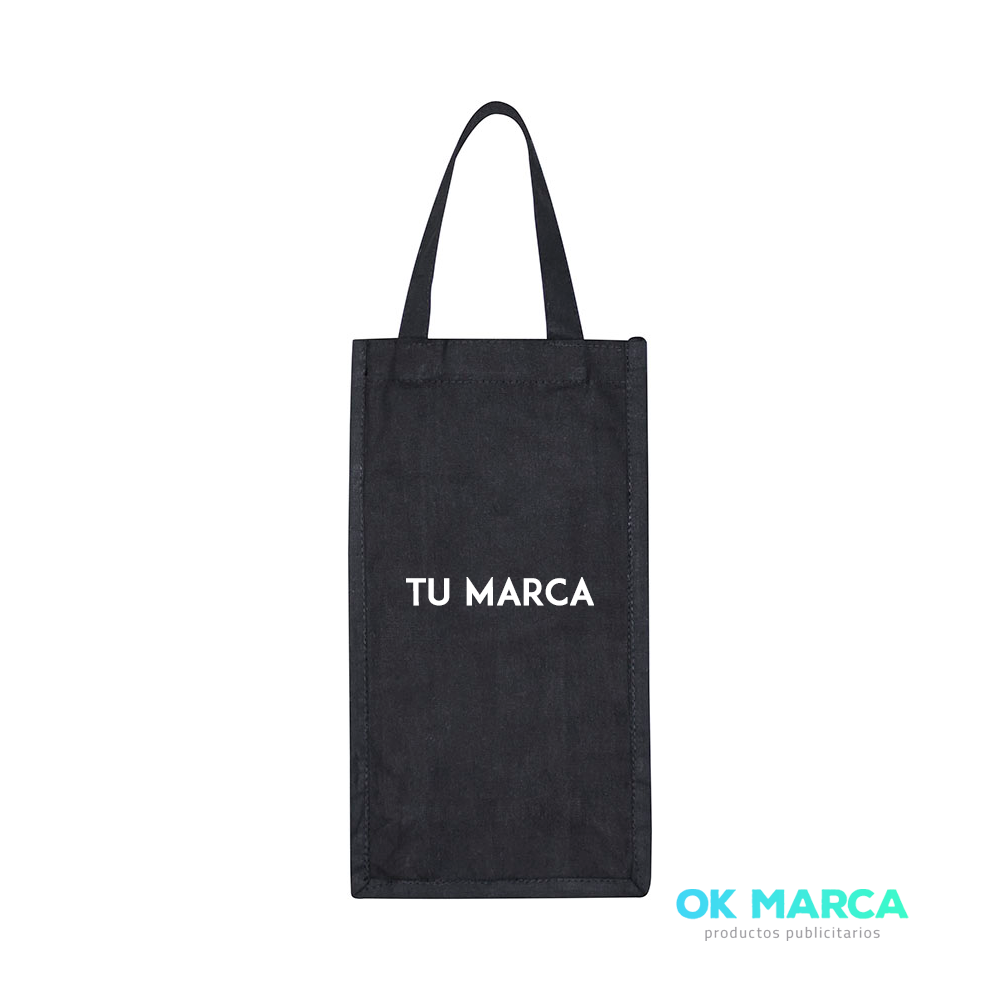 Bolsa 2 Botellas de Vino 100% Algodón negro