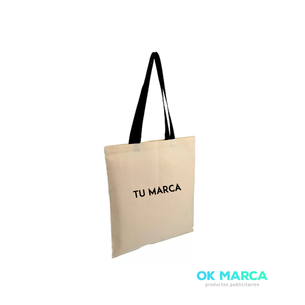 Bolsa de Algodón con manilla negra 42x38cm