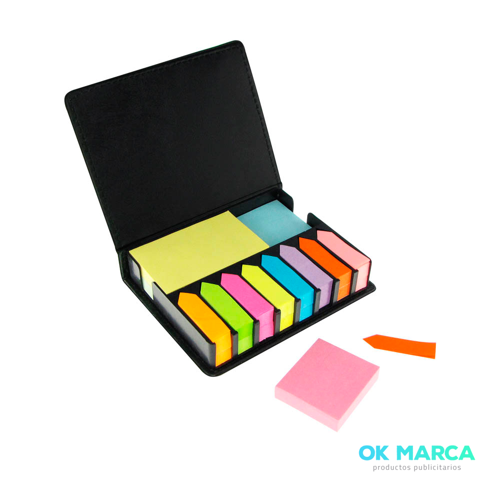 Set de Notas Adhesivas de PU Negro