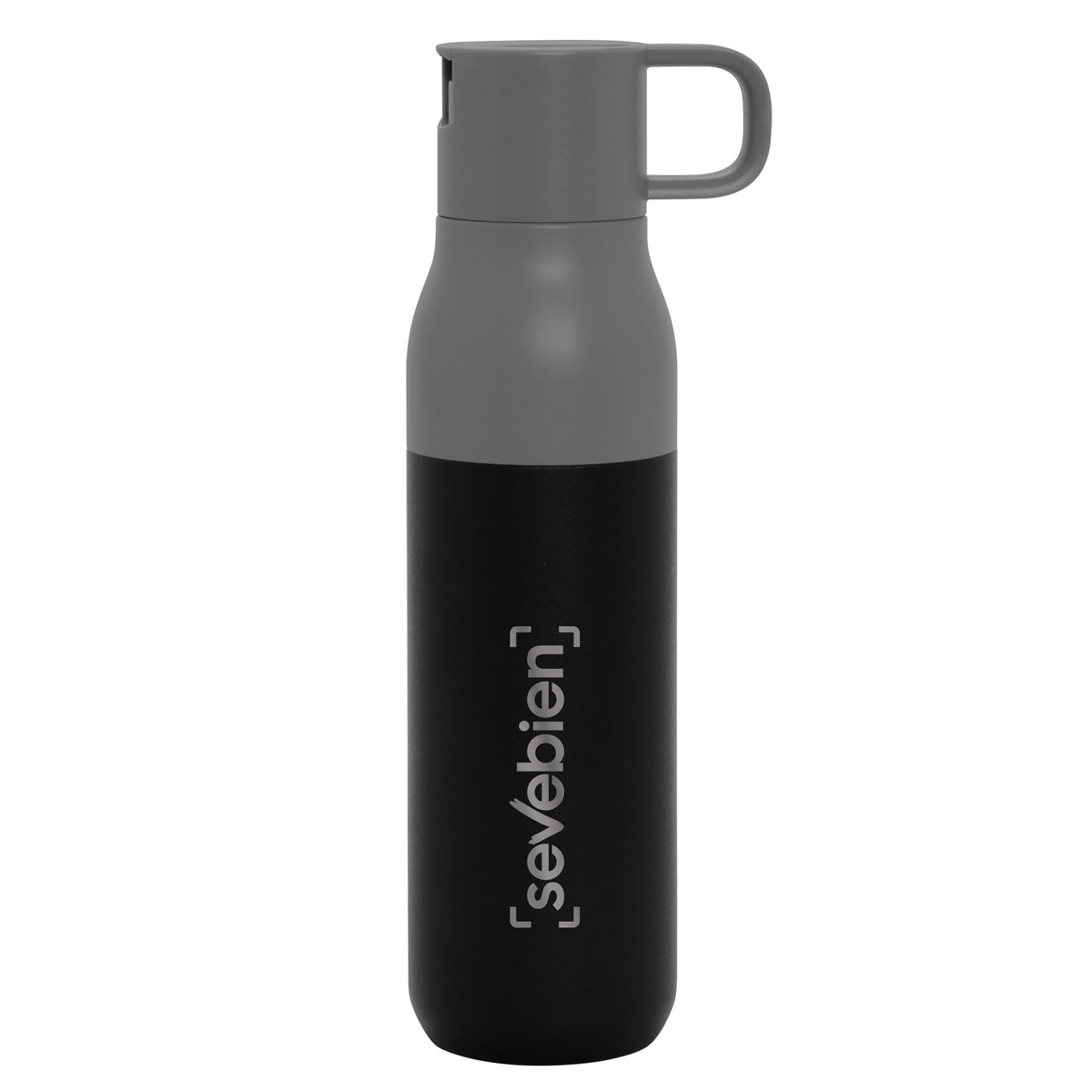 Botella Térmica con Dos Tapas Rolling Top Gris + Negro